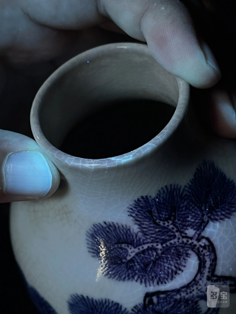 清乾隆 浆胎青花福禄寿纹莱菔瓶 - 图14